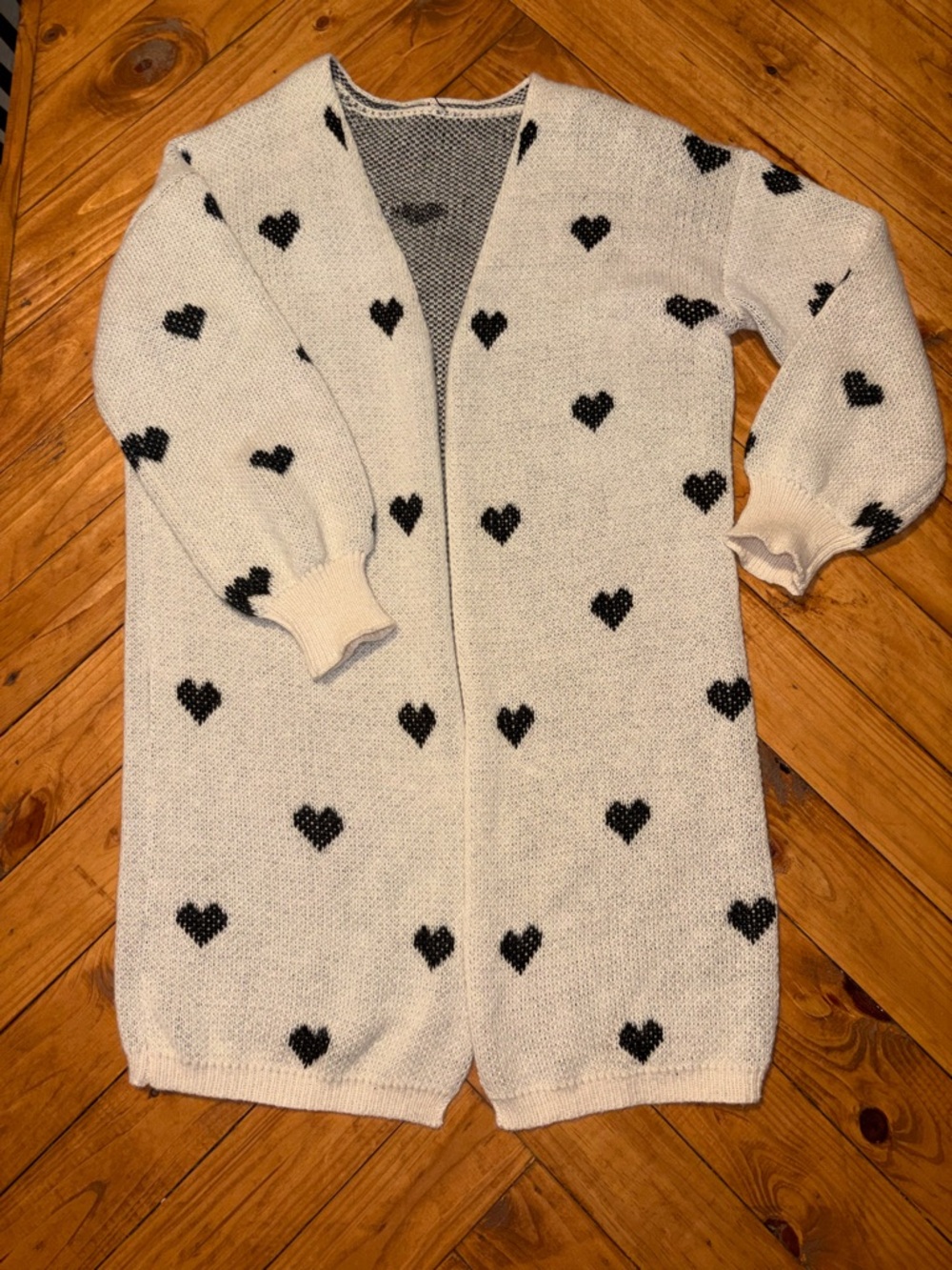 Chunky Knit Heart Cardigan – Small